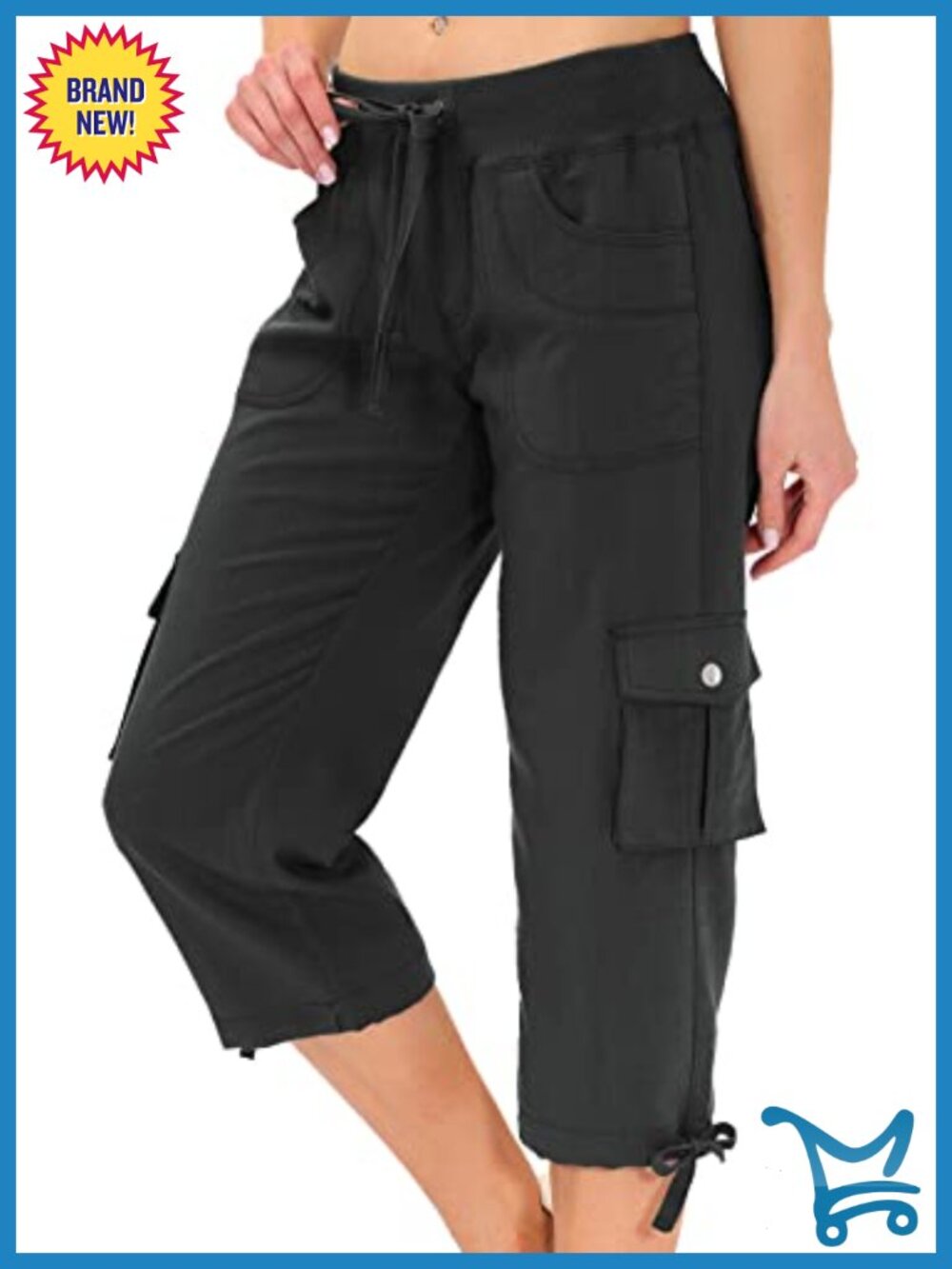 MoFiz Womens Capris Pockets Loose Fit Lightweight Cargo Hiking Outdoor Pants